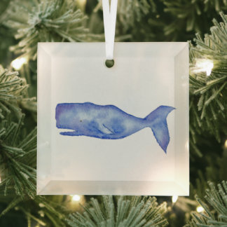 Aquarellwale von Charlotte Canzano Ornament Aus Glas