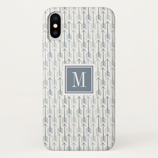 Aquarellwanderlust-Pfeil-Muster des Monogramm-| Case-Mate iPhone Hülle (Rückseite)