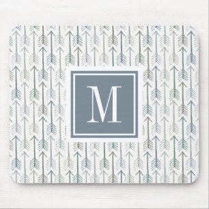 Aquarellwanderlust-Pfeil-Muster des Monogramm-  Mousepad