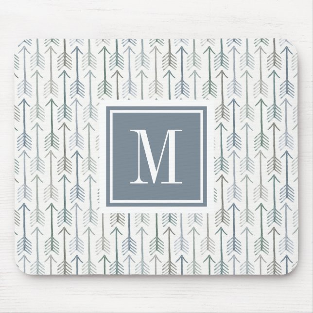 Aquarellwanderlust-Pfeil-Muster des Monogramm-| Mousepad (Vorne)