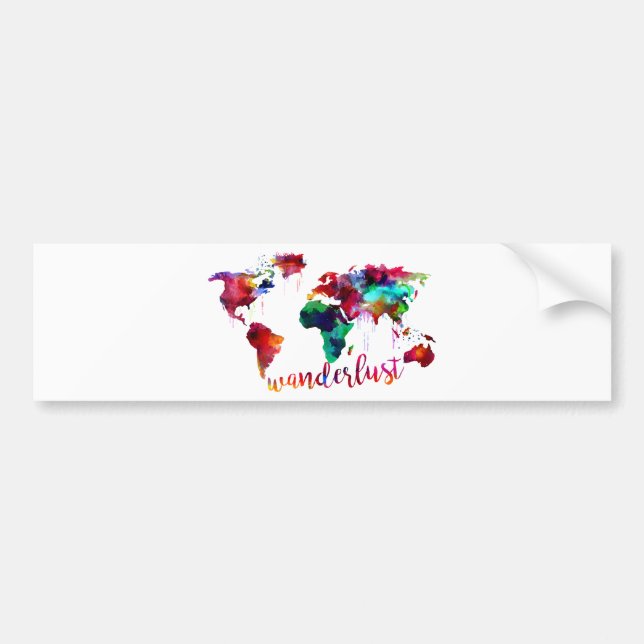 Aquarellwanderlust-Weltkarte Autoaufkleber (Vorne)