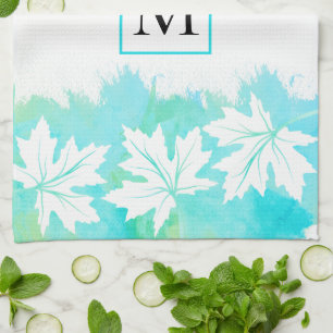 Aquarellwasser-Aquarellwasser und Monogramm Geschirrtuch
