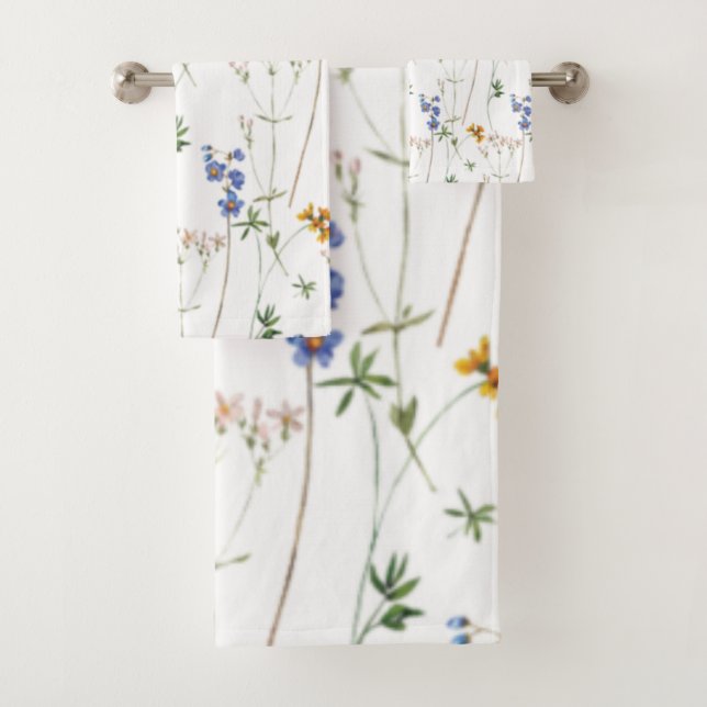 Aquarellweide Nahtloses Muster Badhandtuch Set (Insitu)