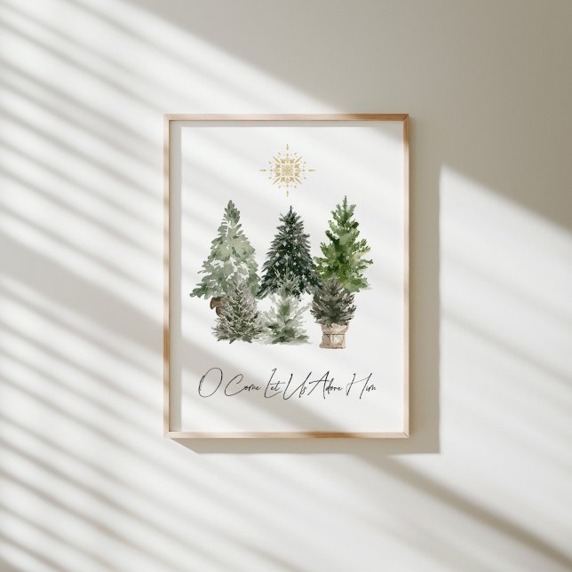 Aquarellweihnachtsbaum zu kommen, lass uns anbeten poster (Von Creator hochgeladen)