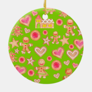 Aquarellwein Weihnachtsgebäck Keramik Ornament