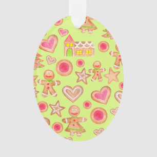 Aquarellwein Weihnachtsgebäck Ornament