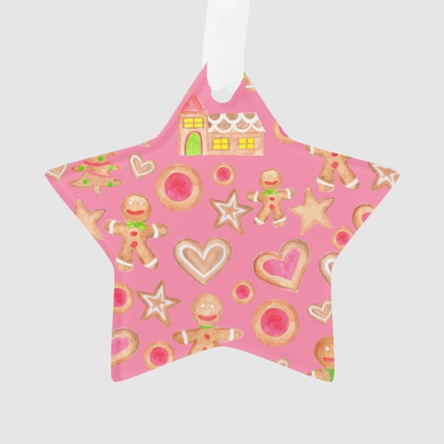 Aquarellwein Weihnachtsgebäck Ornament (Rückseite)