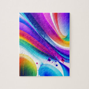 Aquarellwellen Farben Schmelzen Abstrakt Puzzle