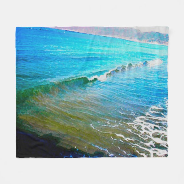 Aquarellwellen  fleecedecke (Vorderseite (Horizontal))