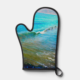 Aquarellwellen  ofenhandschuh
