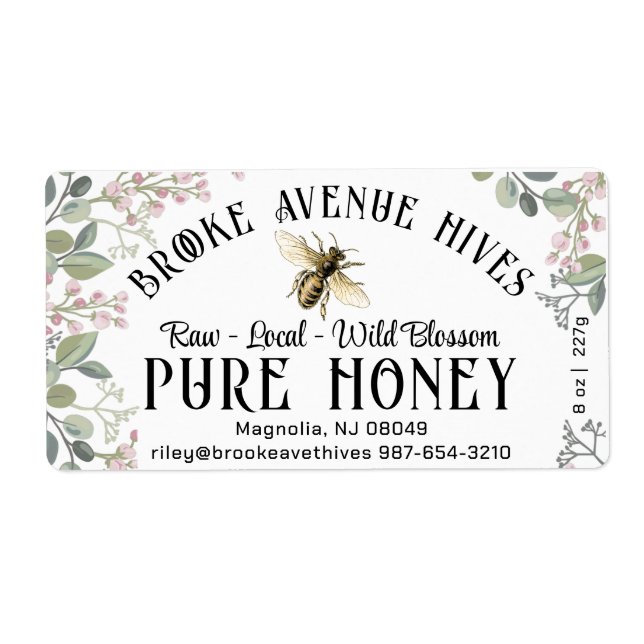 Aquarellwiesen-Blume und Honighoniglabel (Vorne)