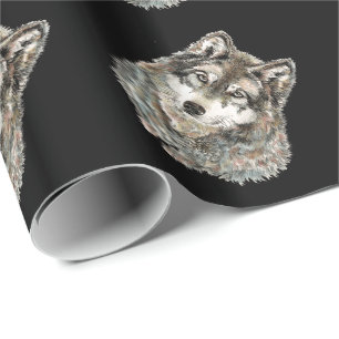 Aquarellwölfe Tierwölfe Naturkunde Geschenkpapier