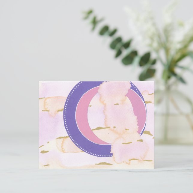 Aquarellwolken in Rosa und Gold, lila Halo Art Postkarte (Stehend Vorderseite)