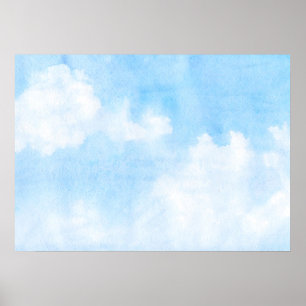 Aquarellwolken und Himmelhintergrund Poster
