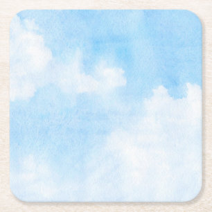 Aquarellwolken und Himmelhintergrund Rechteckiger Pappuntersetzer