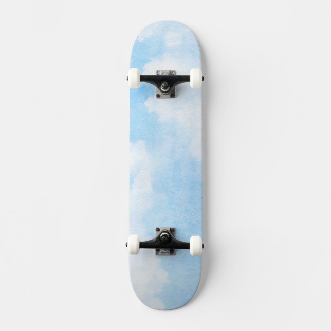 Aquarellwolken und Himmelhintergrund Skateboard (Vorderseite)