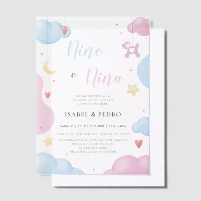 Aquarellwolken und Sterne Spanische Geschlechterda (Versetzt)