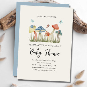 Aquarellwoodland Pilze Coupels Kinderdusche Einladung