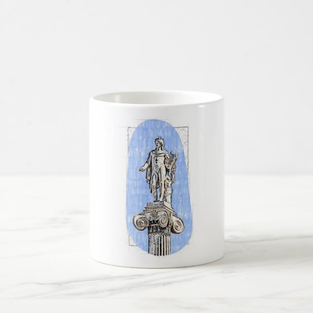 Aquarellzeichnung der Statue von Apollon Kaffeetasse (Mittel)