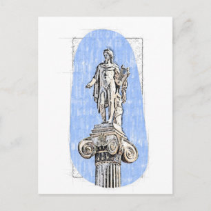 Aquarellzeichnung der Statue von Apollon Postkarte