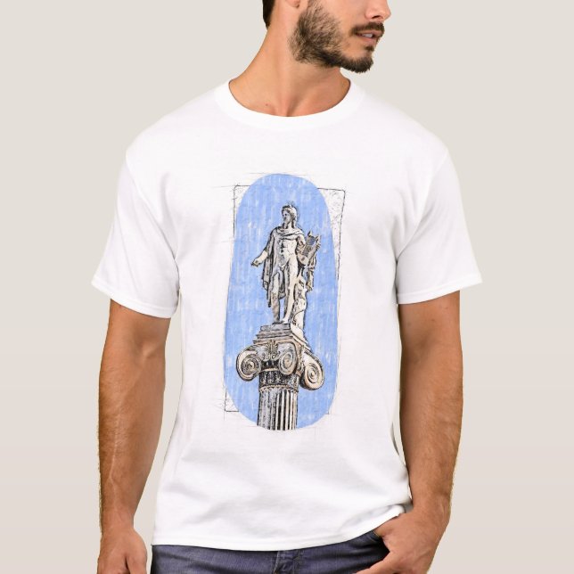 Aquarellzeichnung der Statue von Apollon T-Shirt (Vorderseite)