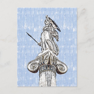 Aquarellzeichnung der Statue von Athena Postkarte