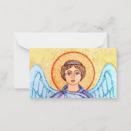Aquarellzeichnung eines Engels. Mitteilungskarte