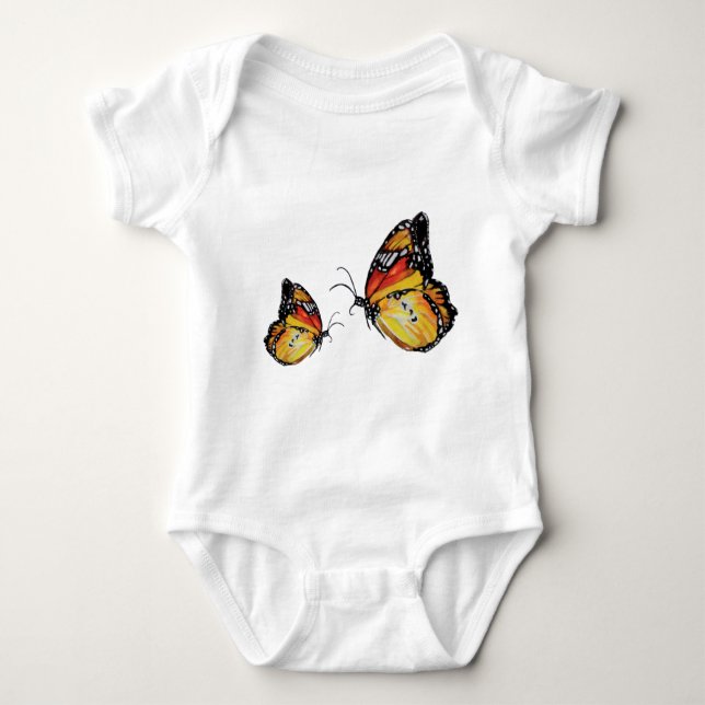 Aquarellzeichnung mit ButterfettBaby Jersey Bodysu Baby Strampler (Vorderseite)