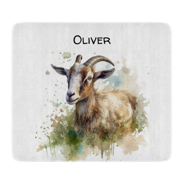 Aquarellziege Schneidebrett (Vorderseite)