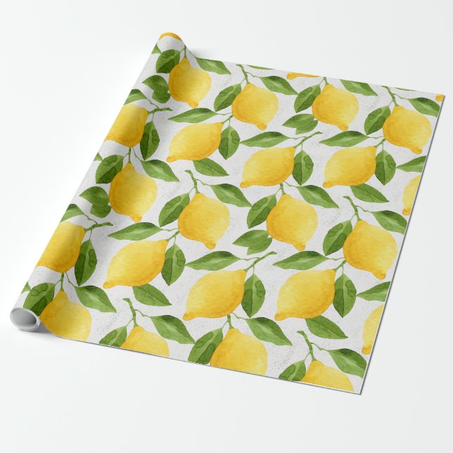 Aquarellzitronenmuster Geschenkpapier (Ungerollt)