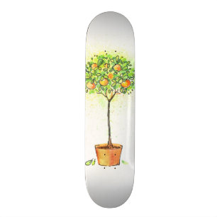 Aquarellzitrusbaum in Topf Skateboard