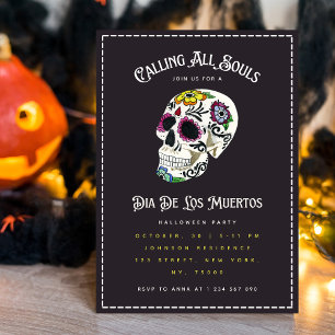Aquarellzucker Skull Dia De Los Muertos Party Einladung
