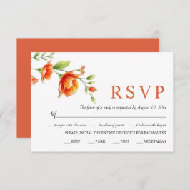 Aquarellzweig mit Orangensaft Blume Hochzeit RSVP Karte