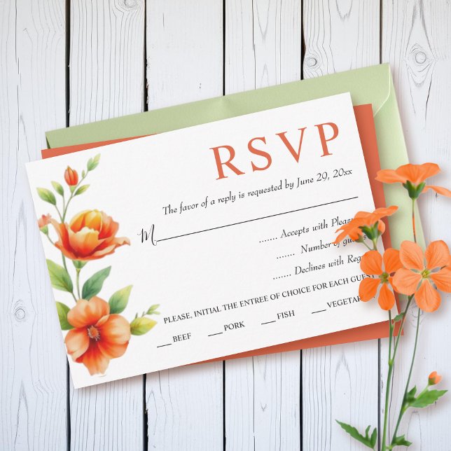 Aquarellzweig mit Orangensaft Blume Hochzeit RSVP Karte (Von Creator hochgeladen)