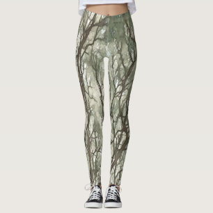 Aquarellzweige Grüner Camouflage Leggings