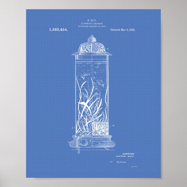 Aquarium 1920 Patent Art Blueprint Poster (Vorne)