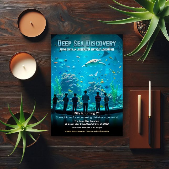 Aquarium Deep Sea Discovery Birthday Party Einladung (Von Creator hochgeladen)
