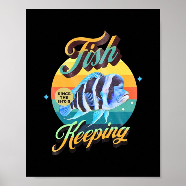 Aquarium Fisch Behaltend Frontosa Cichlid 1970er Poster (Vorne)