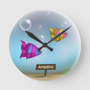 Aquarium Fisch Bowl Runde Personalisierte Wall-Uhr Wanduhr