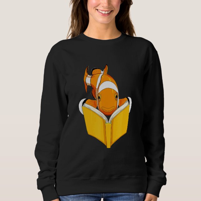 Aquarium Fisch Clownfish Buch Sweatshirt (Vorderseite)