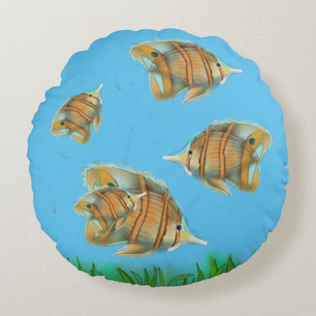 Aquarium Rundes Kissen (Vorderseite)