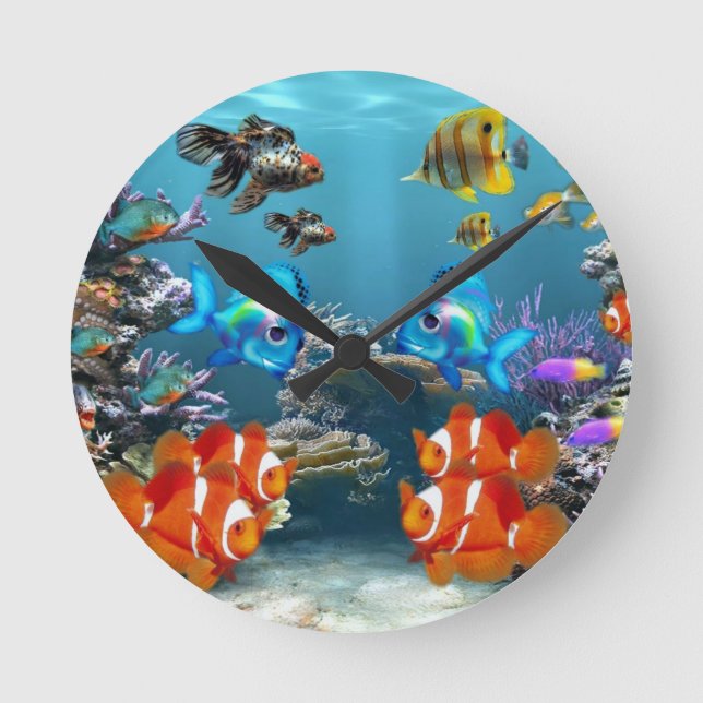Aquarium Sea Runde Wanduhr (Vorderseite)