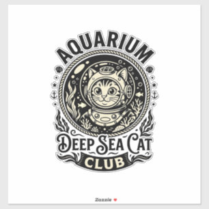 Aquarium Tiefsee-Katze Lustige Katze Grafik - Aqua Aufkleber
