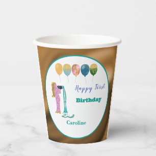 Aquarius 1. Geburtstag Goldfolie Elegantes Sternze Pappbecher