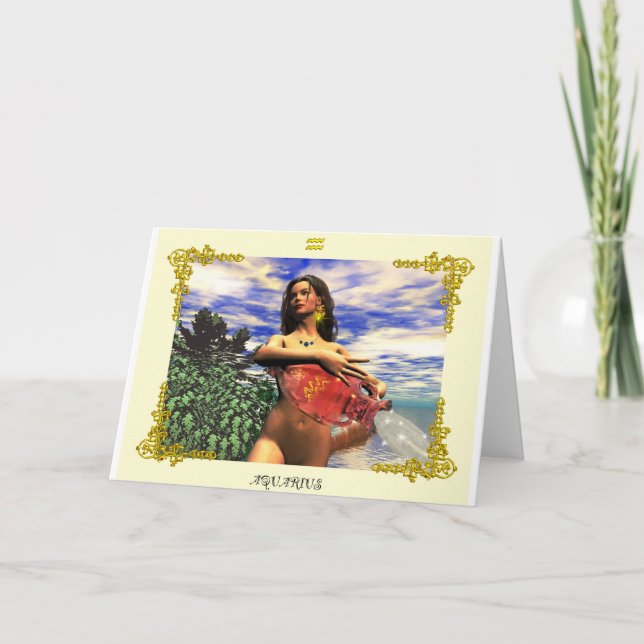 AQUARIUS 3 Zodiac Birthday Karte (Vorderseite)