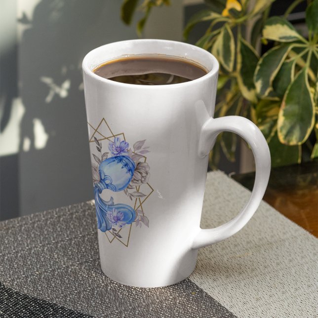 Aquarius Aquarius Astrologie Zodiac | Monogramm Milchtasse (Von Creator hochgeladen)