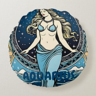 Aquarius Astrologie-Zeichen Rundes Kissen