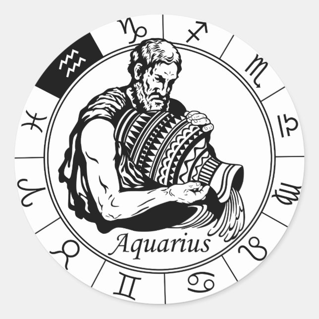 Aquarius astrologisches Tierzeichen Runder Aufkleber (Vorderseite)