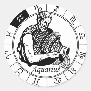 Aquarius astrologisches Tierzeichen Runder Aufkleber