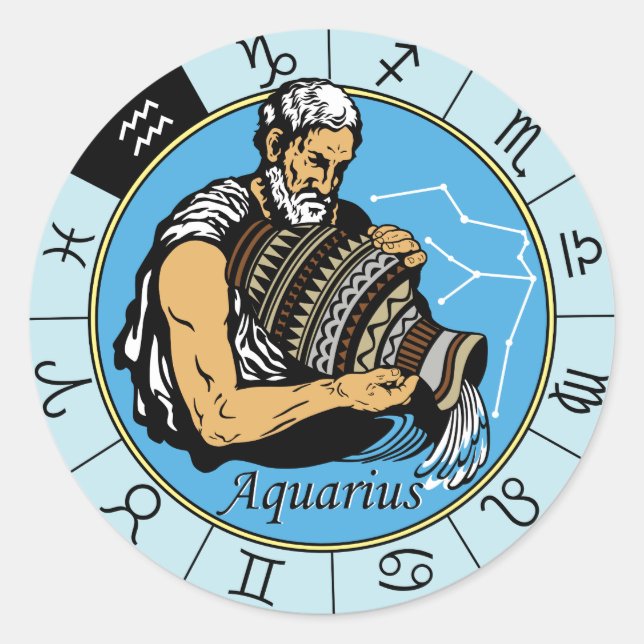 Aquarius astrologisches Tierzeichen Runder Aufkleber (Vorderseite)